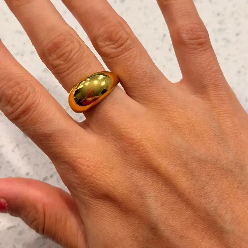 Gold statement ring stainless steel